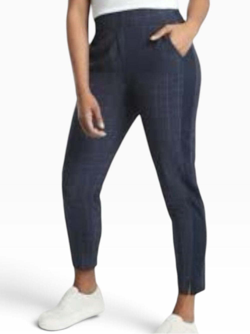 Athleta Ankle Pant Windowpane Pattern Lightweight Navy Size 26